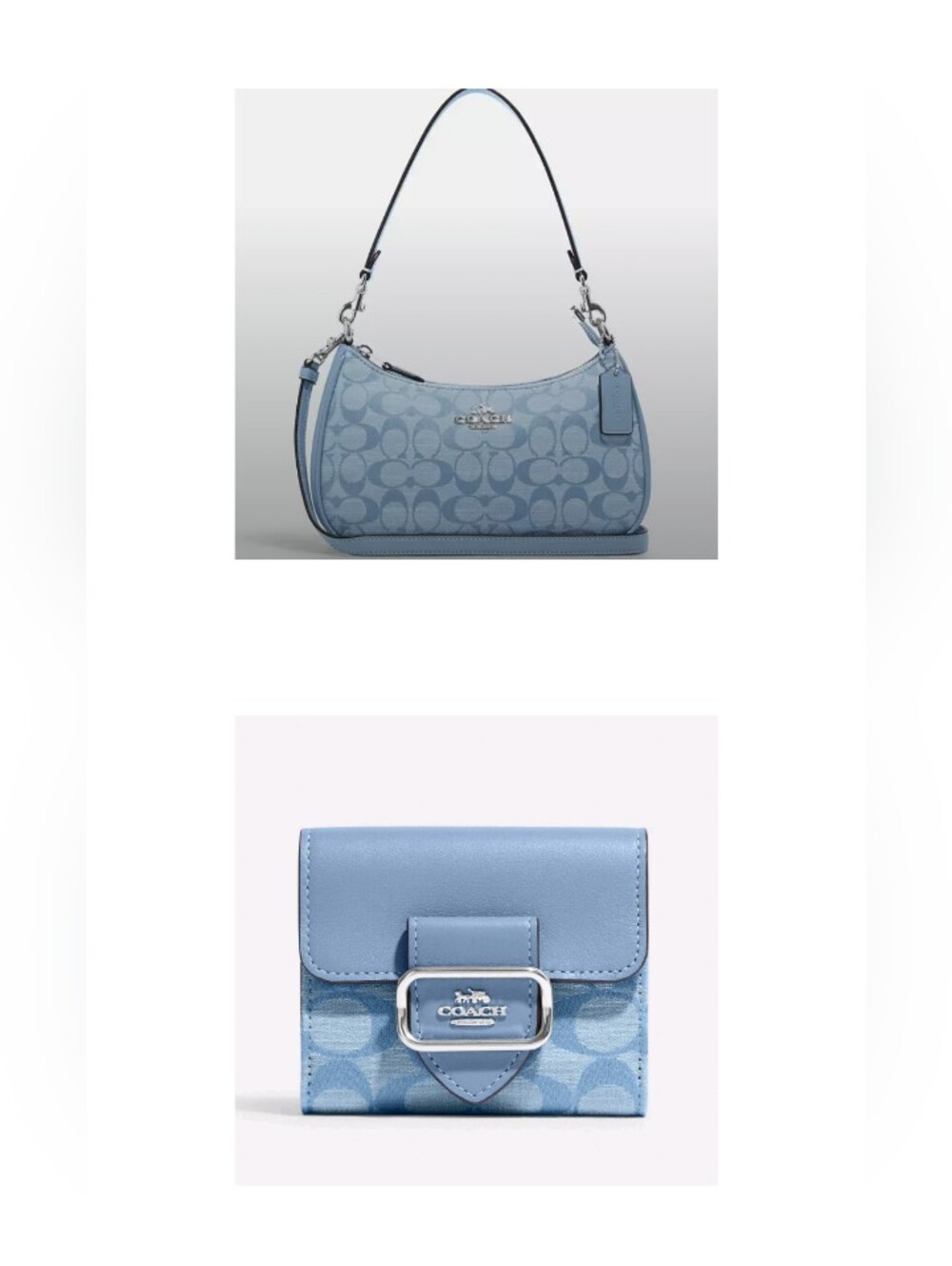 Coach-2PC Teri Shoulder Bag & Morgan Wallet (Chambray Blue 🩵)